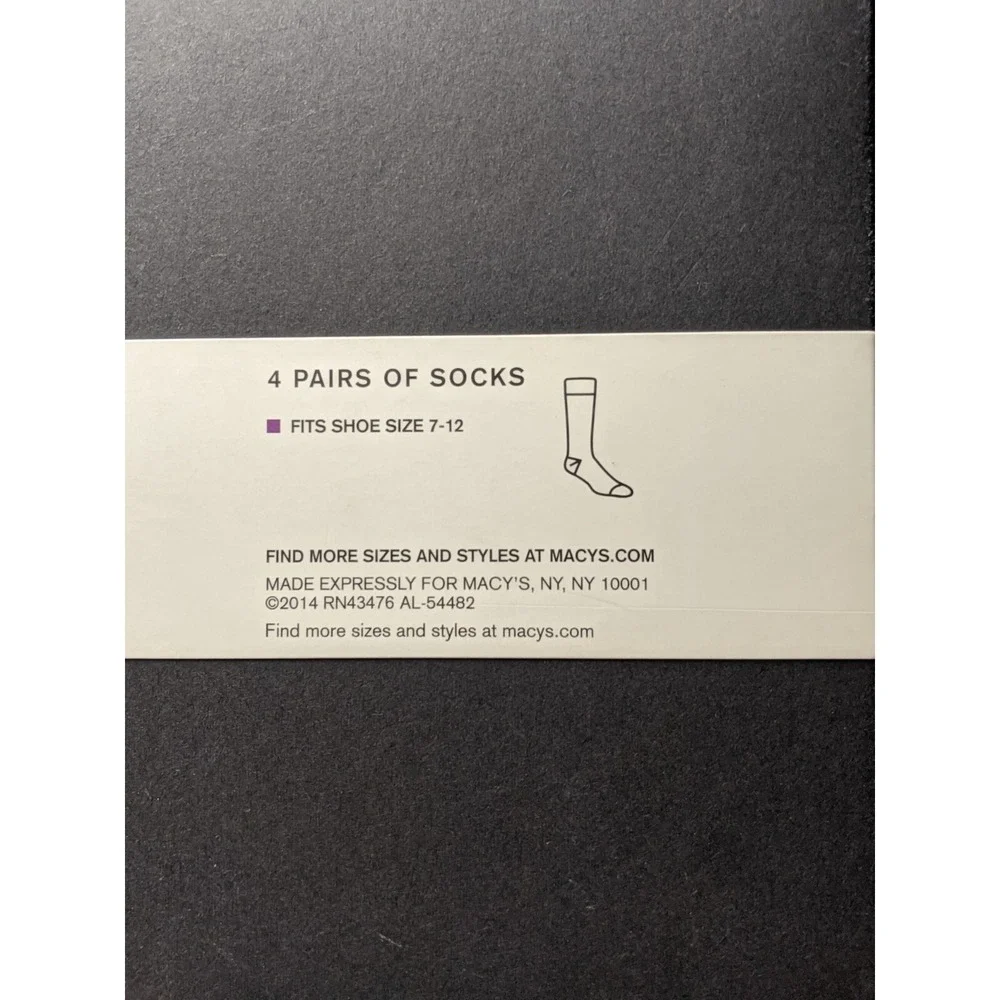 Alfani Spectrum Men's 4 Pairs Of  Socks  Fit Shoe Sz 7-12/Sock Sz 10-13 NEW